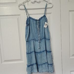 Blue Sleeveless Tiered Dress